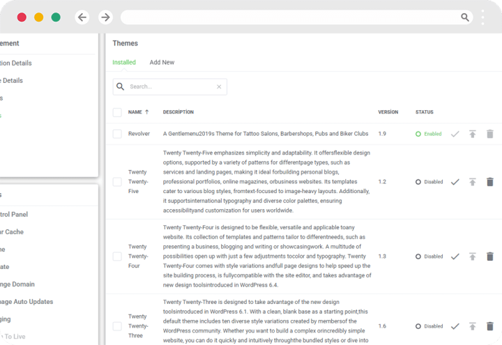 manage theme and plugin